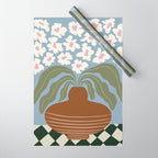 Retro clay and flower Wrapping Paper Gallery Image 1