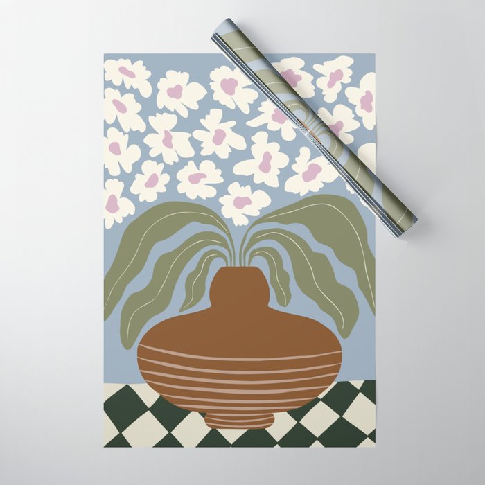 Retro clay and flower Wrapping Paper Gallery Image 1