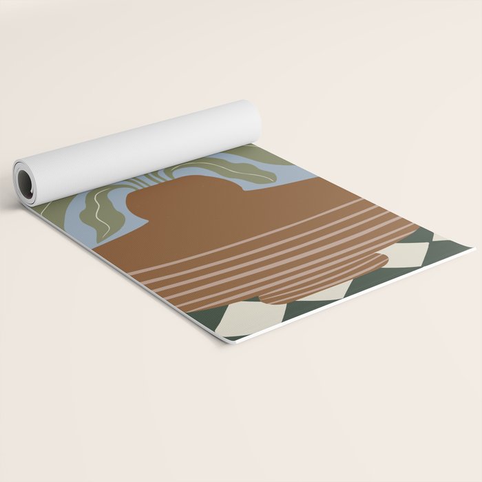 Retro clay and flower Yoga Mat Gallery Image 2