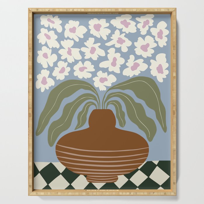 Retro clay and flower Serving Tray Gallery Image 1
