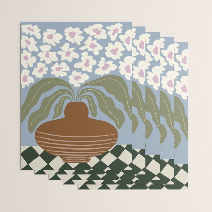 Retro clay and flower Wrapping Paper Gallery Image 3