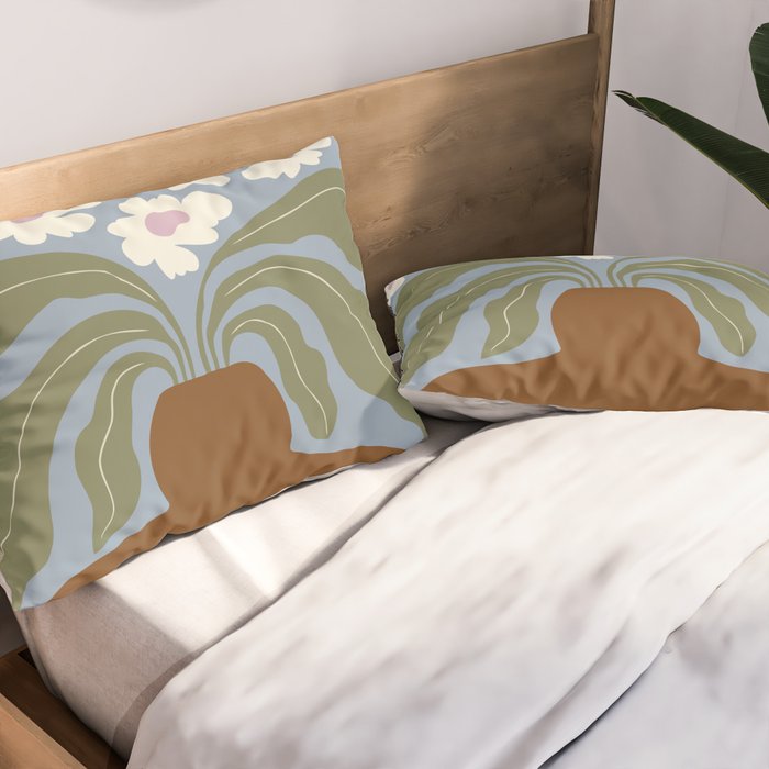 Retro clay and flower Pillow Sham Gallery Image 2
