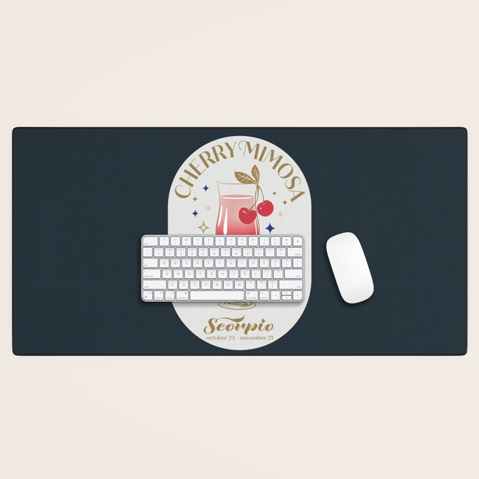 Cherry Mimosa Cocktail Zodiac Sign Desk Mat Gallery Image 1