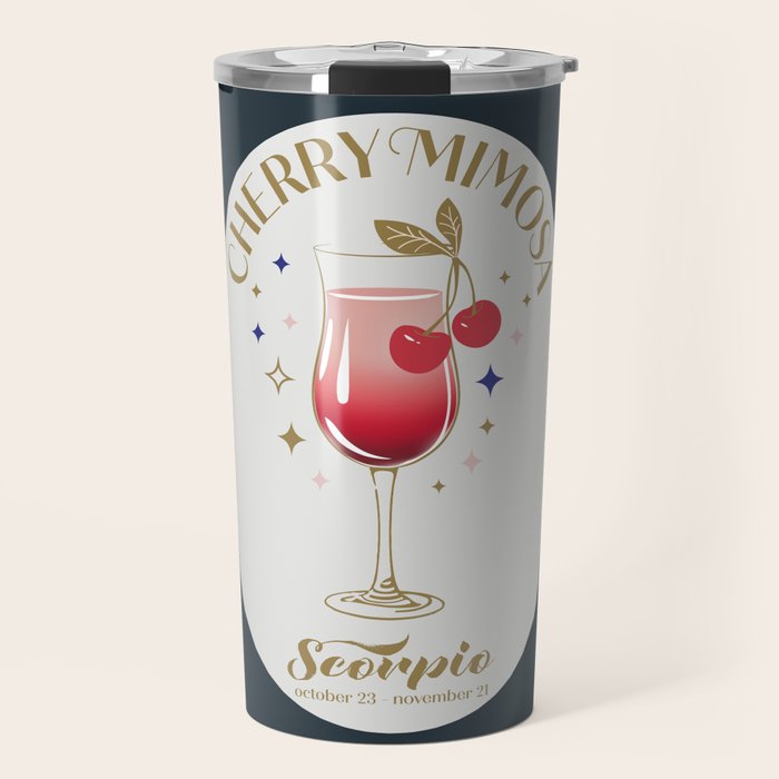 Cherry Mimosa Cocktail Zodiac Sign Travel Mug Gallery Image 1
