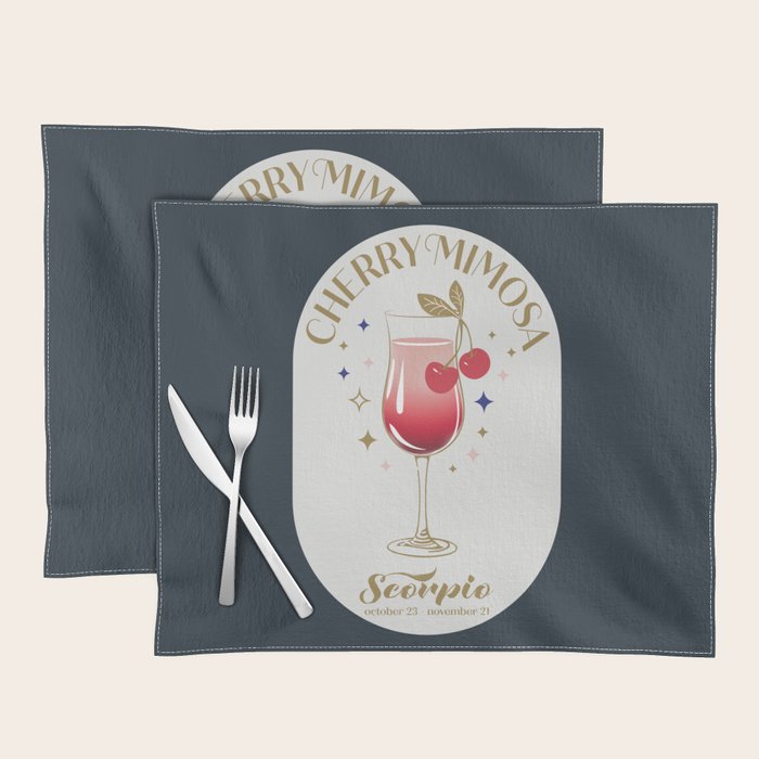 Cherry Mimosa Cocktail Zodiac Sign Placemat Gallery Image 1