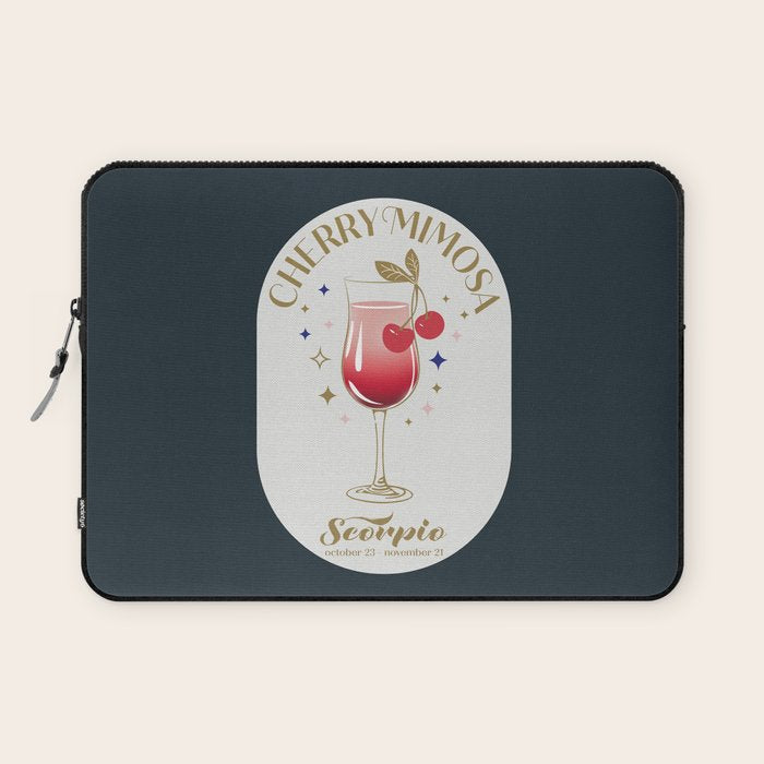 Cherry Mimosa Cocktail Zodiac Sign Laptop Sleeve Gallery Image 1