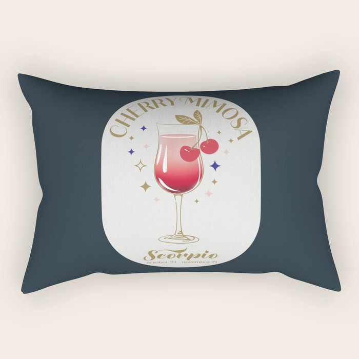 Cherry Mimosa Cocktail Zodiac Sign Rectangular Pillow Gallery Image 2