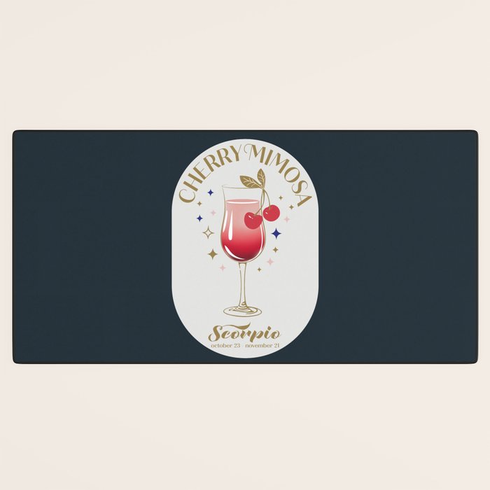 Cherry Mimosa Cocktail Zodiac Sign Desk Mat Gallery Image 3