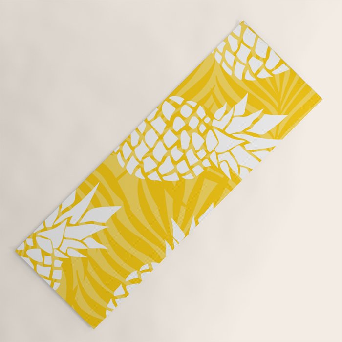 Bright Yellow, Summer, Pineapple Art Yoga Mat Gallery Image 1
