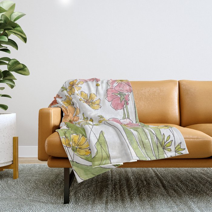 Summertime Flowers Throw Blanket Gallery Image 1