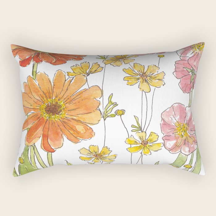 Summertime Flowers Rectangular Pillow Gallery Image 2