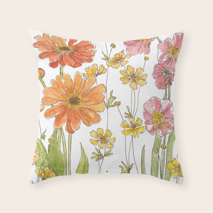 Summertime Flowers Throw Pillow Gallery Image 6