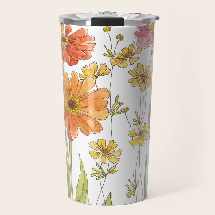 Summertime Flowers Travel Mug Gallery Image 1