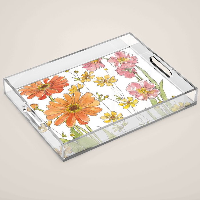 Summertime Flowers Acrylic Tray Gallery Image 1