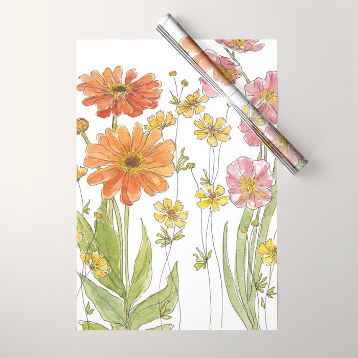 Summertime Flowers Wrapping Paper Gallery Image 1