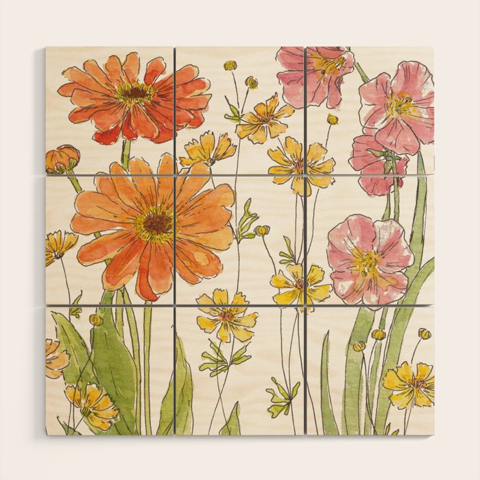 Summertime Flowers Wood Wall Art Gallery Image 1