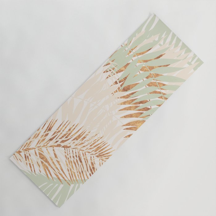 My blush and copper abstract Aloha Tropical Jungle Palm Garden Yoga Mat Gallery Image 1