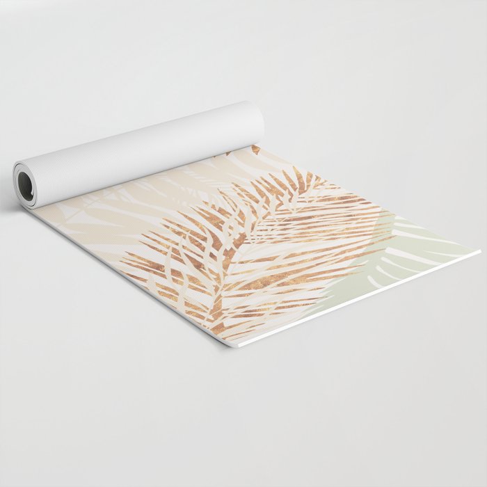 My blush and copper abstract Aloha Tropical Jungle Palm Garden Yoga Mat Gallery Image 2