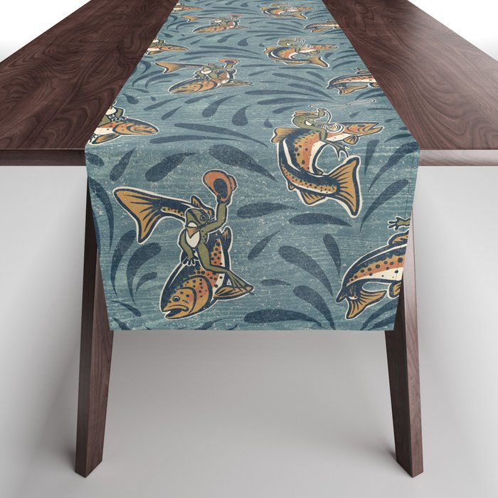 Rodeo Frogs - Blue Table Runner Gallery Image 1