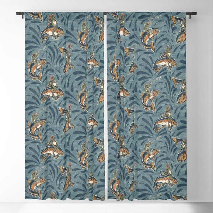 Rodeo Frogs - Blue Window Curtain Gallery Image 5