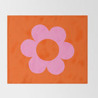 La Fleur | 01 - Retro Floral Print Orange And Pink Aesthetic Preppy Modern Abstract Flower Throw Blanket Gallery Image 2