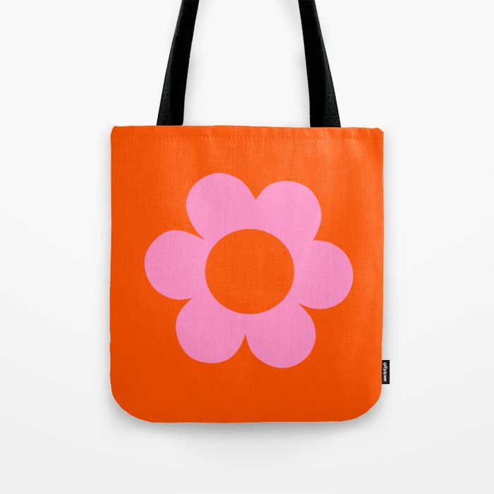 La Fleur | 01 - Retro Floral Print Orange And Pink Aesthetic Preppy Modern Abstract Flower Tote Bag Gallery Image 1