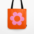 La Fleur | 01 - Retro Floral Print Orange And Pink Aesthetic Preppy Modern Abstract Flower Tote Bag Gallery Image 1