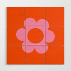 La Fleur | 01 - Retro Floral Print Orange And Pink Aesthetic Preppy Modern Abstract Flower Wood Wall Art Gallery Image 1