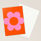 La Fleur | 01 - Retro Floral Print Orange And Pink Aesthetic Preppy Modern Abstract Flower Stationery Card Gallery Image 2