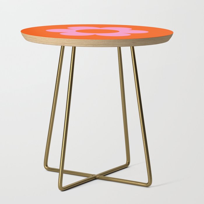 La Fleur | 01 - Retro Floral Print Orange And Pink Aesthetic Preppy Modern Abstract Flower Side Table Gallery Image 1