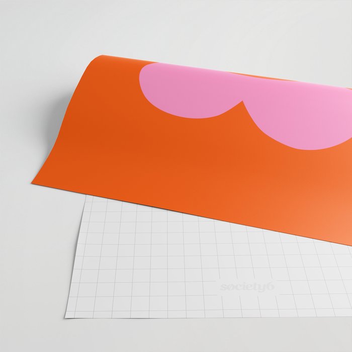 La Fleur | 01 - Retro Floral Print Orange And Pink Aesthetic Preppy Modern Abstract Flower Wrapping Paper Gallery Image 2