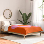 La Fleur | 01 - Retro Floral Print Orange And Pink Aesthetic Preppy Modern Abstract Flower Comforter Gallery Image 2
