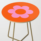La Fleur | 01 - Retro Floral Print Orange And Pink Aesthetic Preppy Modern Abstract Flower Side Table Gallery Image 2