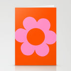 La Fleur | 01 - Retro Floral Print Orange And Pink Aesthetic Preppy Modern Abstract Flower Stationery Card Gallery Image 2