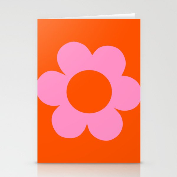 La Fleur | 01 - Retro Floral Print Orange And Pink Aesthetic Preppy Modern Abstract Flower Stationery Card Gallery Image 2