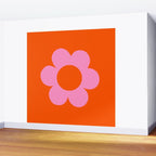 La Fleur | 01 - Retro Floral Print Orange And Pink Aesthetic Preppy Modern Abstract Flower Wall Mural Gallery Image 2