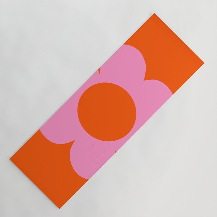 La Fleur | 01 - Retro Floral Print Orange And Pink Aesthetic Preppy Modern Abstract Flower Yoga Mat Gallery Image 1