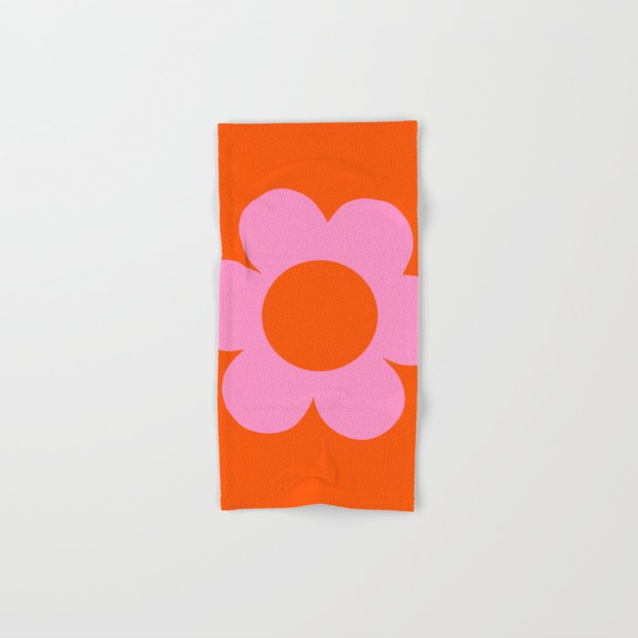 La Fleur | 01 - Retro Floral Print Orange And Pink Aesthetic Preppy Modern Abstract Flower Bath Towel Gallery Image 1