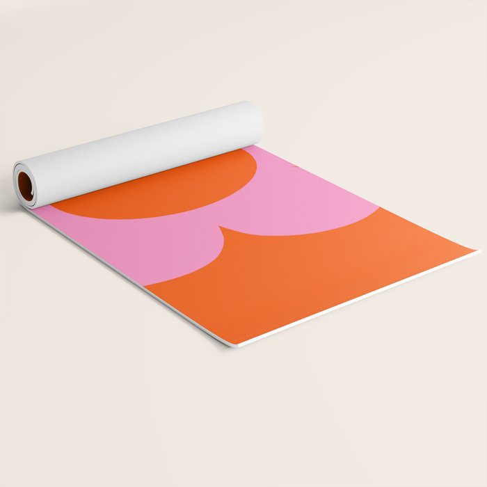 La Fleur | 01 - Retro Floral Print Orange And Pink Aesthetic Preppy Modern Abstract Flower Yoga Mat Gallery Image 2