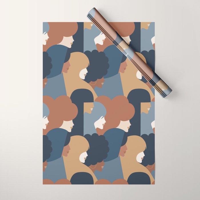 Girl Power portrait - we persist - Earthy #girlpower Wrapping Paper Gallery Image 1