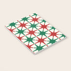 Festive Mid-Century Stars & Sparkles in Green, Red & White Notebook Gallery Image 3