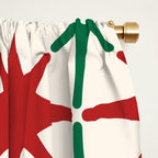 Festive Mid-Century Stars & Sparkles in Green, Red & White Window Curtain Gallery Image 2