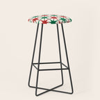 Festive Mid-Century Stars & Sparkles in Green, Red & White Stool Gallery Image 1