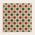 Festive Mid-Century Stars & Sparkles in Green, Red & White Wood Wall Art Gallery Image 1