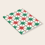 Festive Mid-Century Stars & Sparkles in Green, Red & White Notebook Gallery Image 2