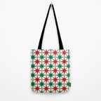 Festive Mid-Century Stars & Sparkles in Green, Red & White Tote Bag Gallery Image 2