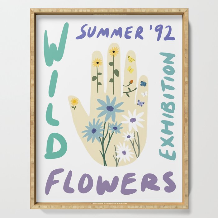 90s Wild Flowers Exhibition Poster Serving Tray Gallery Image 1