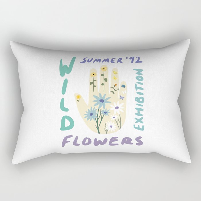 90s Wild Flowers Exhibition Poster Rectangular Pillow Gallery Image 2