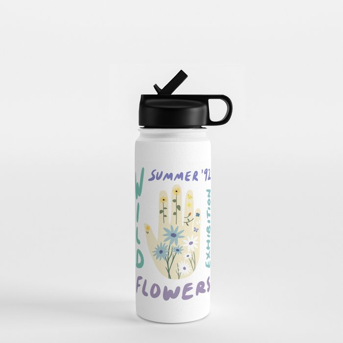 90s Wild Flowers Exhibition Poster Water Bottle Gallery Image 1