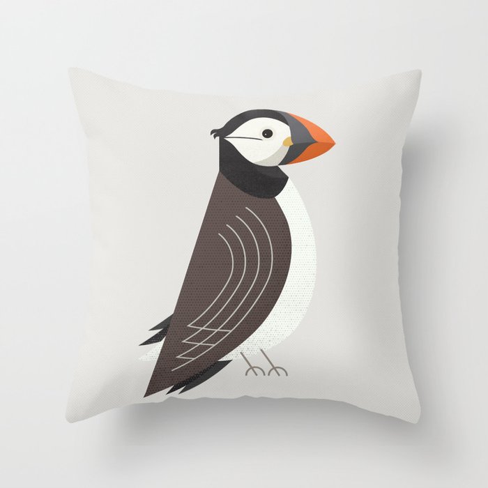 Whimsy Atlantic Puffin Throw Pillow Gallery Image 1